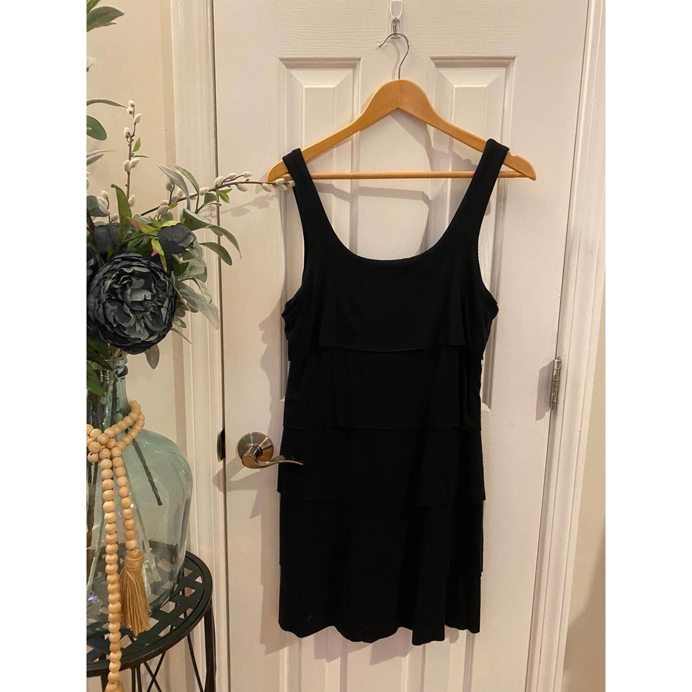 Tiered Black Mini Dress Large Nordstrom Bailey 44 Sleeveless LBD Preowned
